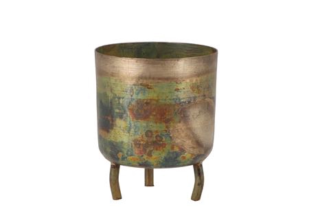 <h4>Dobra Oud Groen Pot Metaal 8x10cm</h4>