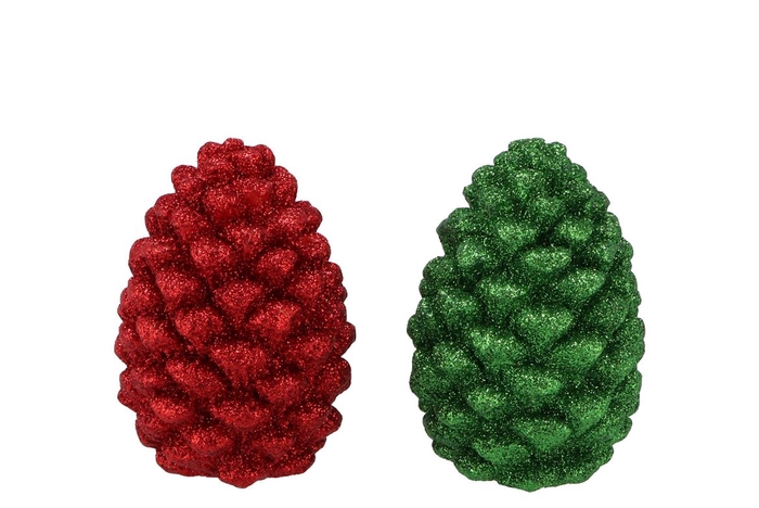 <h4>Jingle red/green pinecone ass 7x7x10cm</h4>
