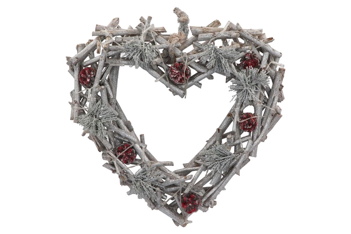 <h4>Wooden heart with glitters and lights 43x39h7cm</h4>