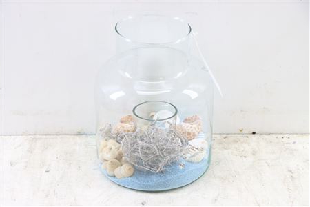 <h4>Arr Glass Milk Can M Blue Sand And Shells</h4>
