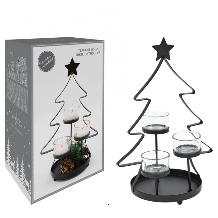 <h4>Christmas Glass tealight holder d20*19cm</h4>