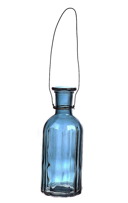 <h4>DF09-663031600 - Hanging bottle Louvre2 d7.4xh19 blue</h4>