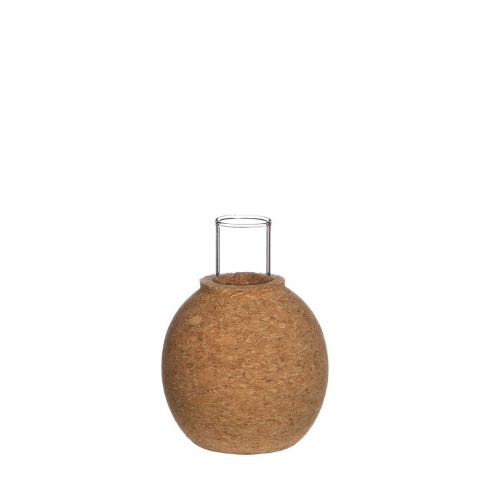 <h4>Glass Cork ball vase+tube d2/6*8cm</h4>
