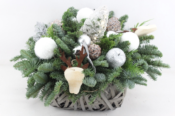 <h4>arr5 Kerst PL - Mand gewoven grijs LED Dennea. zilver</h4>