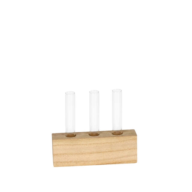 <h4>Houten standaard Oyama 12,5x2,8xH4,5cm glas x3 FSC</h4>