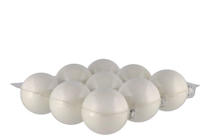 <h4>Glass Ball Glans Wit 100mm P/4</h4>