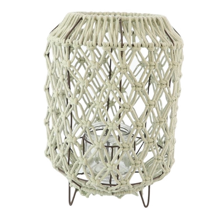 <h4>Lantaarn Macrame+glas d27*39cm</h4>